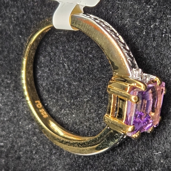 Elegant Purple Amethyst Gold Plated Sterling Silver Ring - Picture 6 of 6